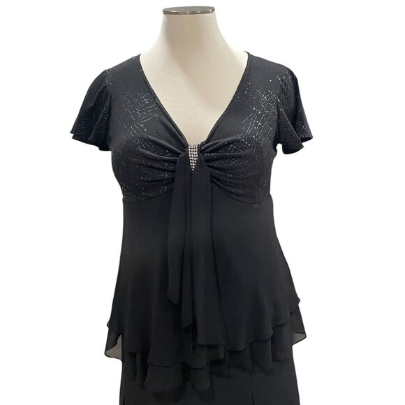 RM Richards Black Chiffon Tunic 14W Beaded Detail Formal Gala Holiday Evening - Picture 12 of 12